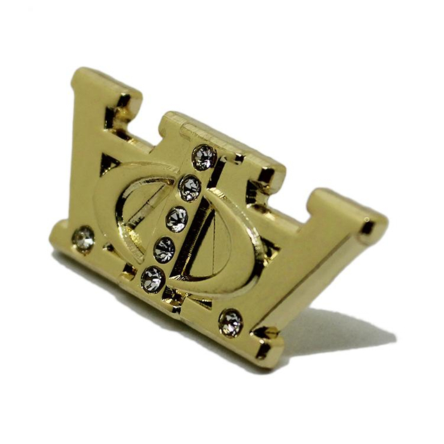 دبوس معدني على شكل تاج كريستالي ثلاثي الأبعاد