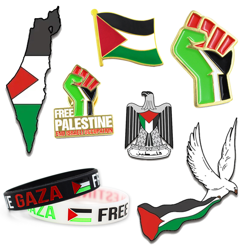 دبوس شارة علم فلسطين من المينا الصلب الناعم