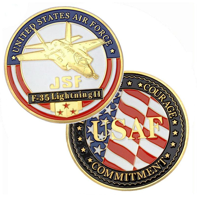 عملة تحدي المينا الناعمة العسكرية الذهبية ثلاثية الأبعاد USAF