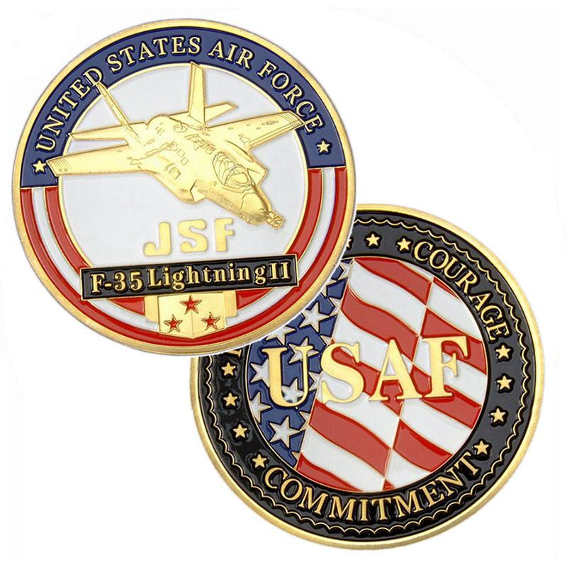 عملة تحدي المينا الناعمة العسكرية الذهبية ثلاثية الأبعاد USAF