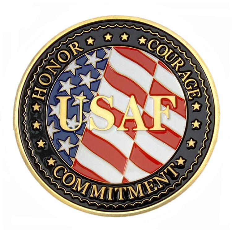 عملة تحدي المينا الناعمة العسكرية الذهبية ثلاثية الأبعاد USAF