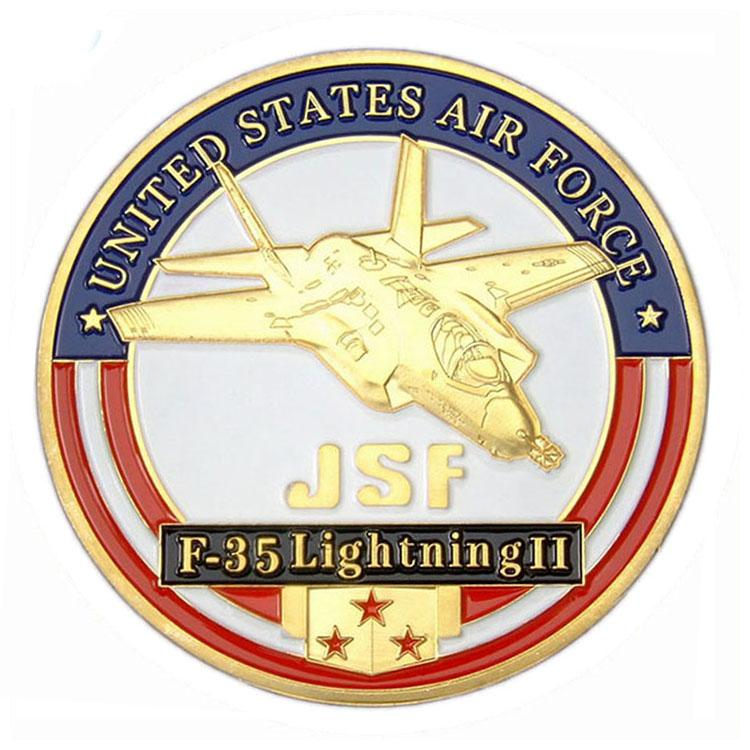 عملة تحدي المينا الناعمة العسكرية الذهبية ثلاثية الأبعاد USAF